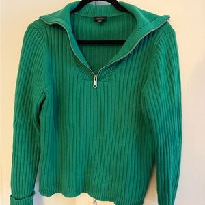 Talbots Emerald Ribbed Half-Zip Sweater